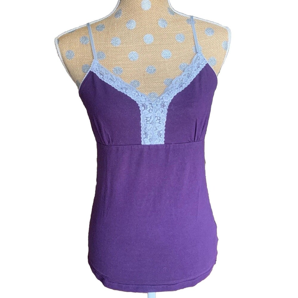 Faded Glory Vintage Y2K Cami Tank Top Purple Fairy Mcbling Lace Mean Girls Large